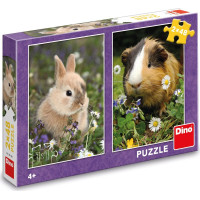 DINO Puzzle Králíček a morče 2x48 dílků