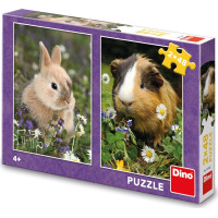 DINO Puzzle Králíček a morče 2x48 dílků