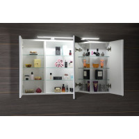 Sapho RIWA galerka s LED osvětlením, 3x dvířka, 121x70x17cm, bílá lesk RIW120-0030