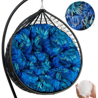 Oboustranný voděodolný sedací polštář do závěsného křesla 130 cm- Blue Passion/černý