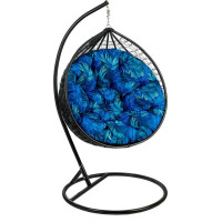 Oboustranný voděodolný sedací polštář do závěsného křesla 130 cm- Blue Passion/černý