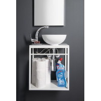 Sapho MINOR deska pod umývátko 40x22, 5cm, baterie vlevo, litý mramor, bílá MR400