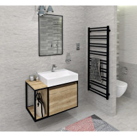 Sapho SKARA umyvadlová skřňka 80x49, 5x46, 5cm, černá mat/dub Alabama CG003-2222