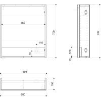 Sapho LINEX galerka s LED osvětlením, 60x70x15cm, levá/pravá, jilm bardini LX060-0013