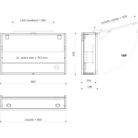 Sapho CLOE galerka s LED osvětlením 80x50x18cm, dub stříbrný CE080-0011