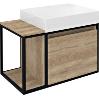 Sapho SKARA umyvadlová skřňka 80x49, 5x46, 5cm, černá mat/dub Alabama CG003-2222