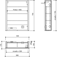 Sapho ALIX galerka s LED osvětlením 56x70x17, 5cm, levá/pravá, dub alabama AX156-0022