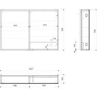 Sapho LINEX galerka s LED osvětlením, 100x70x15cm, dub stříbrný LX100-0011