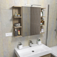 Sapho RIWA galerka s LED osvětlením, 60x70x17cm, dub stříbrný RIW060-0011