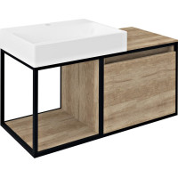 Sapho SKARA umyvadlová skříňka 100x49, 5x46, 5cm, černá mat/dub Alabama CG004-2222