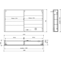 Sapho ALIX galerka s LED osvětlením, 2x dvířka, 126x70x17, 5cm, borovice rustik AX126-0016