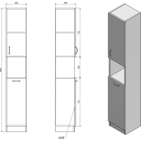 Aqualine SIMPLEX ECO vysoká skříňka s košem 30x180x30cm SIME310