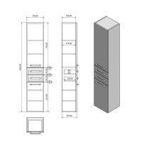 Aqualine VEGA skříňka vysoká 35x184x31cm, dub platin VG985