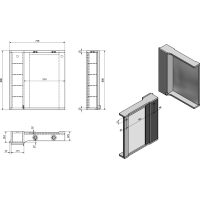 Sapho PULSE galerka s LED osvětlením, 75x80x17cm, pravá, bílá/antracit PU078-3034