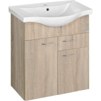 Aqualine KERAMIA FRESH umyvadlová skříňka, 1 zásuvka, 60, 6x74x34cm, dub platin 50066