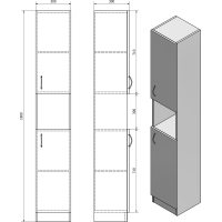 Aqualine SIMPLEX ECO vysoká skříňka 30x180x30cm SIME320