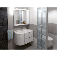 Sapho PULSE galerka s LED osvětlením, 75x80x17cm, pravá, bílá/antracit PU078-3034