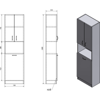 Aqualine SIMPLEX ECO vysoká skříňka s košem 50x180x30cm SIME510