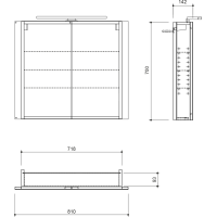 Sapho GRETA galerka s LED osvětlením, 81x70x14cm, bílá mat GR080-0031