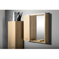 Aqualine ZOJA/KERAMIA FRESH galerka s LED osvětlením, 60x60x14cm, levá, dub platin 45027
