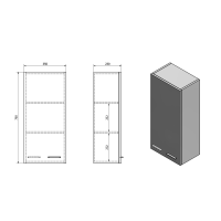 Aqualine ZOJA/KERAMIA FRESH horní skříňka 35x76x23cm, dub platin 50336