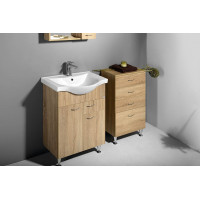 Aqualine KERAMIA FRESH umyvadlová skříňka, 1 zásuvka, 60, 6x74x34cm, dub platin 50066