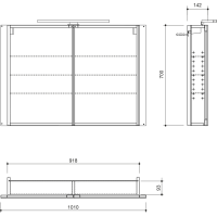 Sapho GRETA galerka s LED osvětlením, 101x70x14cm, černá mat GR105-0035