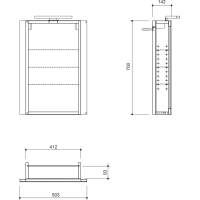 Sapho GRETA galerka s LED osvětlením, 50x70x14cm, černá mat GR055-0035