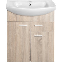 Aqualine ZOJA umyvadlová skříňka 61, 5x74x32cm, 2x dvířka, 1x zásuvka, dub platin 51165