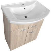 Aqualine ZOJA umyvadlová skříňka 61, 5x74x32cm, 2x dvířka, 1x zásuvka, dub platin 51165
