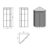 Aqualine ZOJA/KERAMIA FRESH skříňka rohová 35x78x35cm, dub platin 50323
