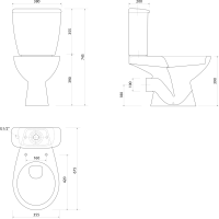 Aqualine JOSE WC kombi, dvojtlačítko 3/6l, zadní odpad, bílá PS8812