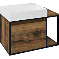 Sapho SKARA umyvadlová skříňka 80x49, 5x46, 5cm, černá mat/dub Collingwood CG003-1919
