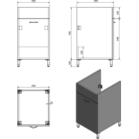 Aqualine Skříňka pod výlevku 43x70x49, 6cm, bílá 57034