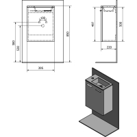 Aqualine ZOJA umyvadlová skříňka 39, 5x50x22cm, mali wenge 51049MW