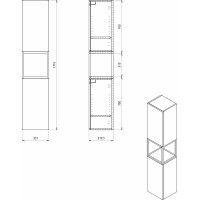 Sapho SKARA skříňka 35x171x32cm, 2x dvířka, levá/pravá, černá mat/dub Alabama CG010-2222