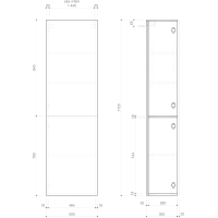 Sapho ESPACE skříňka 50x172x32cm, 2x dvířka, levá/pravá, dub stříbrný ESC450-1111