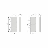 Sapho LINDO boční organizér, sada 2ks, 114x323mm, plast, antracit LD002