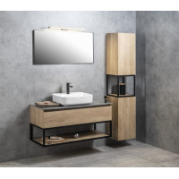 Sapho SKARA skříňka 35x171x32cm, 2x dvířka, levá/pravá, černá mat/dub Alabama CG010-2222