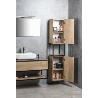 Sapho SKARA skříňka 35x171x32cm, 2x dvířka, levá/pravá, černá mat/dub Alabama CG010-2222
