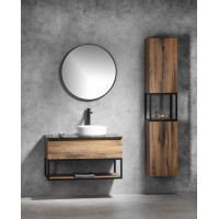 Sapho SKARA skříňka 35x171x32cm, 2x dvířka, levá/pravá, černá mat/dub Collingwood CG010-1919