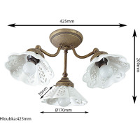 Sapho NAPOLI stropní svítidlo, 3xE14, 40W, 230V, keramické stínítko, bronz MC613