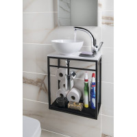 Sapho MINOR deska pod umývátko 40x22, 5cm, baterie vpravo, litý mramor, bílá MR405