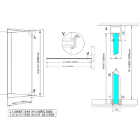 Polysan ARCHITEX LINE kalené sklo, L 1000 - 1199mm, H 1800 - 2600mm, čiré AL1012