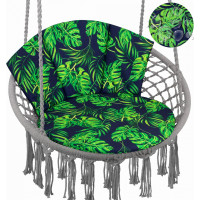 Voděodolný polštář do závěsného křesla LUNA BIZU 60x100 cm - Monstera - tmavě modrý