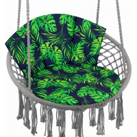 Voděodolný polštář do závěsného křesla LUNA BIZU 60x100 cm - Monstera - tmavě modrý