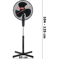 Stojanový ventilátor KOUD 125 cm - černý