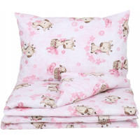 Dětské bavlněné povlečení do postýlky 120x90 cm BABYMAM PREMIUM - Žirafa - růžové