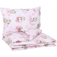 Dětské bavlněné povlečení do postýlky 120x90 cm BABYMAM PREMIUM - Žirafa - růžové