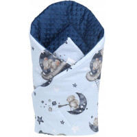 Oboustranná zavinovačka pro miminka 80x80 cm BABYMAM PREMIUM - Medvídci ve vesmíru s tmavě modrou minky
